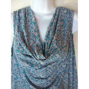 Multicolor Teal Cowl Neak Tank Top Size XL